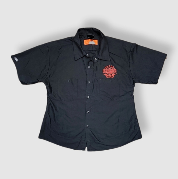 👑 ♠️ King Kerosin Hot Rod Rockabilly Retro Style Work / Garage Button-up Shirt - Picture 2 of 8